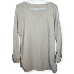 Nic + Zoe Cream Knit Cotton Blend Button  Sleeve Women Large